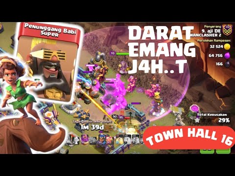 ROOT RIDER EMANG BIKIN ULAH CLASH OF CLANS TOWN HALL 16