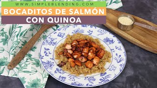 SALMÓN CRUJIENTE CON QUINOA MUY FÁCIL DE PREPARAR | Receta de bites de salmón en freidora de aire