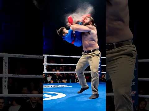I'm so shocked! A 7-year-old kung fu boy kicked over a 200-pound man with one foot #kungfu #fight