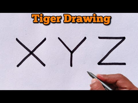 How to draw tiger from letter XYZ | Easy Tiger Drawing For Beginners | Step By Step Tiger Drawing