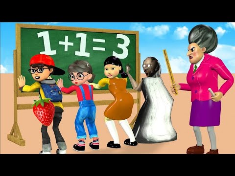 Scary Teacher 3D vs Squid Game Rescuing Nick and Tani Troll in Scary Teacher Class Challenge 5 times