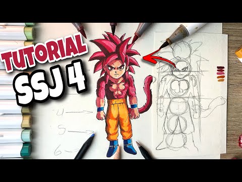 Como dibujar a GOKU ssj 4 Dragon Ball Daima ❤️ PASO a PASO (cuerpo completo)