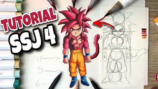 Como dibujar a GOKU ssj 4 Dragon Ball Daima ❤️ PASO a PASO (cuerpo completo)