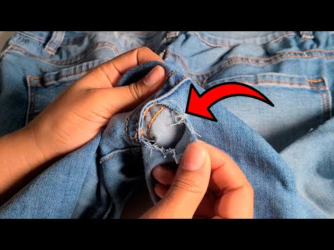 Cómo arreglar invisiblemente un agujero en los jeans entre las piernas / how to fix a hole on jeans