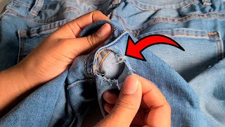 Cómo arreglar invisiblemente un agujero en los jeans entre las piernas / how to fix a hole on jeans