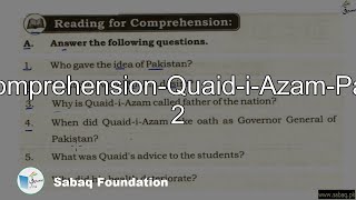 Comprehension-Quaid-i-Azam-Part 2