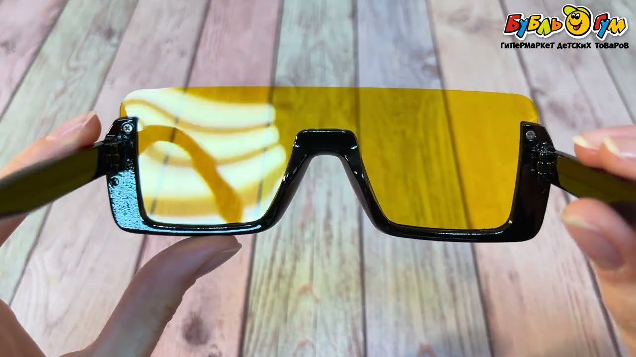 Очки солнцезащитные Lanson Kids ярко-желтые с черными дужками  - видео
