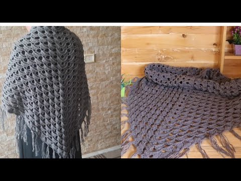 crochet chawlشال كروشيه ادمان رح تحبي وتعيدي كمان وكمان 🤭تكرار دورين وبس سهل جدل للمبتدئين