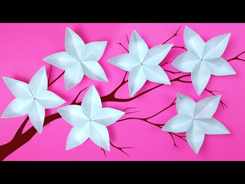 Easy Origami Flower with no glue. Cherry Blossom | How to make paper flower