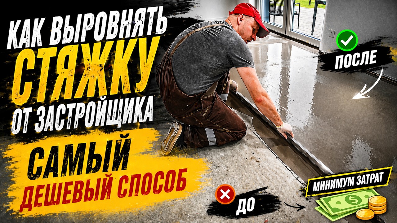 Как выровнять СТЯЖКУ от застройщика Самый ДЕШЕВЫЙ способ. #2