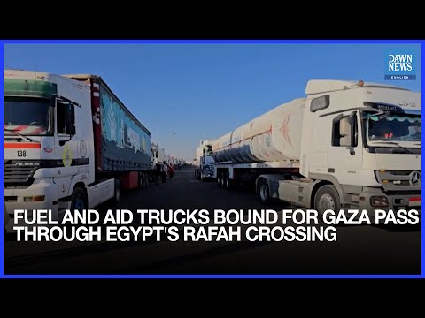 YouTube video thumbnail: Fuel And Aid Trucks Bound For Gaza Pass Through Egypt's Rafah Crossing