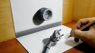 Draw a Plug and Socket, 3D Drawing Trick Art On Paper