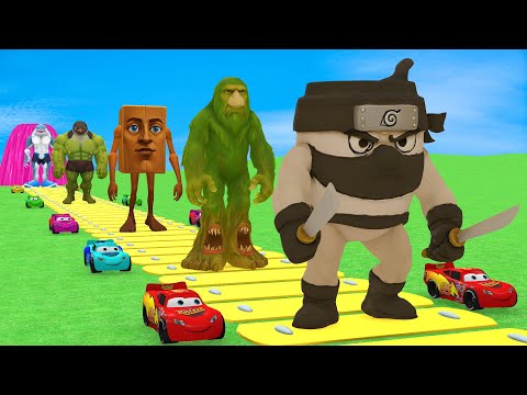 Long Slide Game With Cow Elephant Gorilla Hippopotamus Tiger - 3d Animal Game - Funny 3d Animals