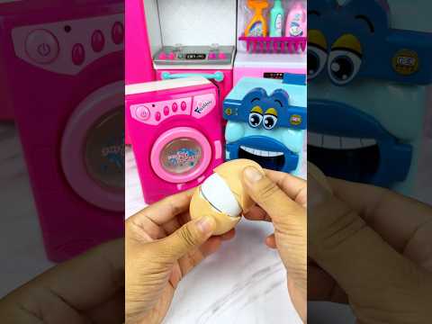Washing Machine Eating Egg Set Toys, Satisfying With Unboxing Miniature Kitchen ASMR Videos