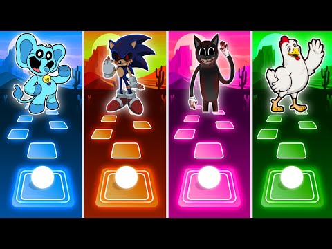 Poppy Playtime 🆚 Sonic Exe 🆚 Cartoon Cat 🆚 Chicken Song - Tiles Hop Coffin Dance Cover