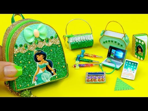 DIY Miniature Jasmine School Supplies ~ Backpack, Glitter Pen, Pencil Case