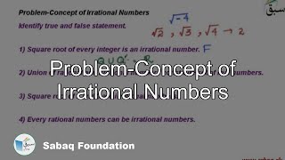 Problem-Concept of Irrational Numbers