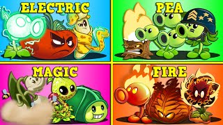 Team Plants ELECTRIC x PEA x MAGIC x FIRE Battlez - Who Will Win? - PvZ 2 Team vs Team