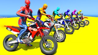 SPIDERMAN MOTORCYCLE SKY RAMP CHALLENGE - MULTIPLE CIRCLE RAMP