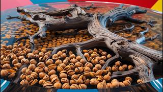 Turn Walnut Shells Into Epoxy Coffee Table, Young Man Surprises Everyone