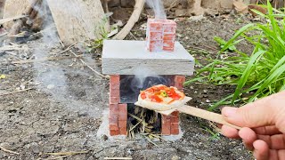 Building Mini Pizza Oven from Mini Bricks - A Day on The Mini Farm