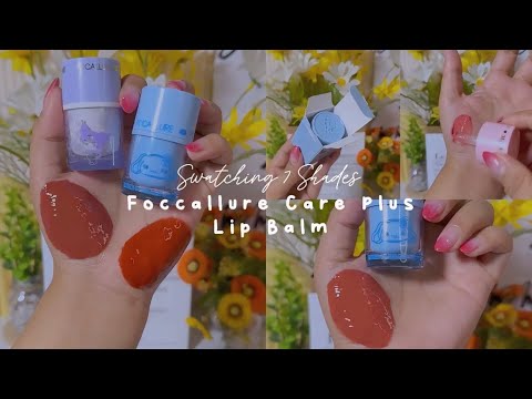 Swatching  7 Shades FOCCALLURE Cute Lip Balm | NEW Cute Tinted Lip Balm 🧸💕