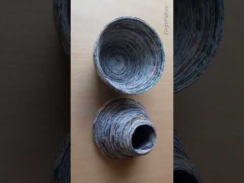 Newspaper Flower Vase #bestoutofwastecraft #newspapercraft  #shorts #viralshorts #youtubeshorts