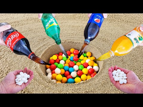 Experiment !! Gummy and Cola, Pepsi, Yedigün, Sprite VS Mentos Underground