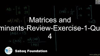 Matrices and Determinants-Review-Exercise-1-Question 4