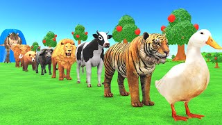 Paint Animals Duck,Tiger,Cow,Lion,Buffalo,Gorilla,Bear,Elephant,Dinosaur Fountain Crossing Animal Ga