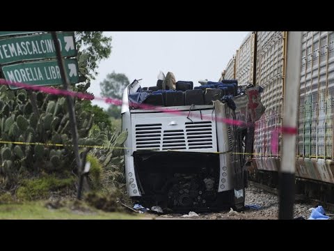 YouTube video thumbnail: Train-bus Collision Near Mexican Capital Leaves 10 Dead and 55 Injured