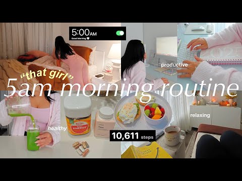 5AM morning routine 🌱 how to be THAT GIRL motivation, changing my life, productive planning 2024