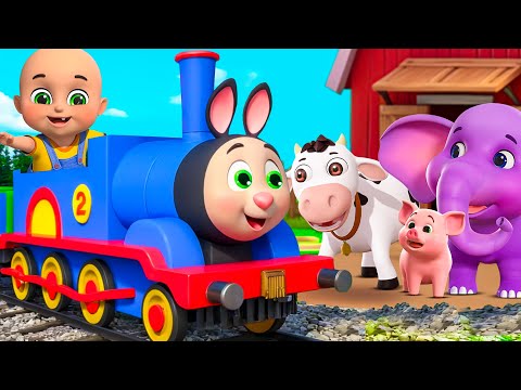 Train Choo Choo Animal Song | Cow , Elephant , Pig | Animal Farm Song |  Nursery Rhymes & Kids Songs