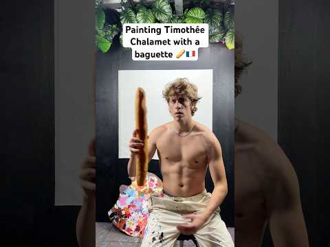 I painted Timothée Chalamet with a baguette 😳🇫🇷 #timotheechalamet  #art #paint #france #portrait