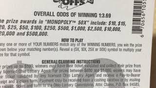 $10 50X MONOPOLY OHIO LOTTERY SCRATCH OFF