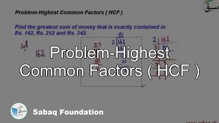 Problem-Highest Common Factors ( HCF )