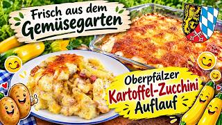 Deftig aus der Oberpfalz: Kartoffel-Zucchini-Auflauf mit Speckwürfeln