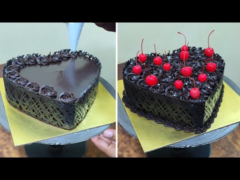 Yummy Dark Chocolate Heart Shape Cake | Chocolate Heart Shape Cake | Chocolate Cake