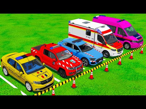 DACIA, VOLSKWAGEN, AUDI POLICE VEHICLES AND MERCEDES AMBULANCE EMERGENCY TRANSPORTING! FS22