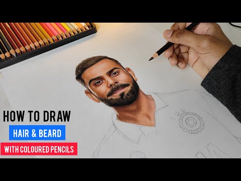 Virat Kohli Drawing | How to draw hair & beard | #viratkohli #colourpencildrawing