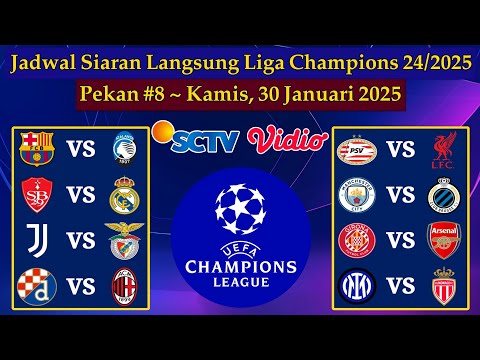 Jadwal Liga Champions Live SCTV - Barcelona vs Atalanta - Fase Liga UCL 2024/2025 Pekan 8