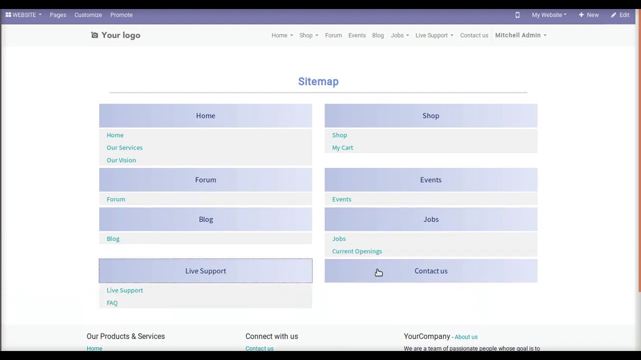 Dynamic Sitemap for Website Pages | Odoo Apps Features #odoo16 #odooapps | 04.10.2019

This #odooapps adds a new feature of dynamic sitemap for #website pages in odoo. This module enables the feature to allow ...