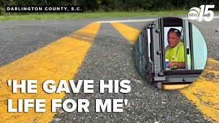 Husband moves wife out of the way to save her
