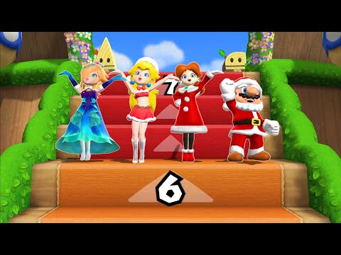 Mario Party 9 Step It Up Christmas Battle - Rosalina vs Peach vs Daisy vs Mario (Everybody Wins)