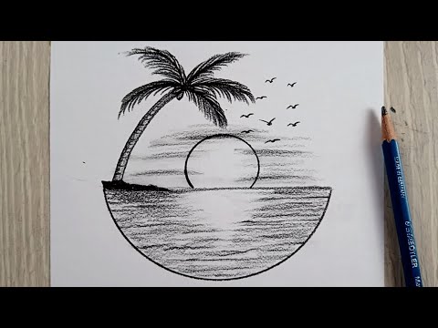 رسم سهل | تعلم كيف ترسم منظر طبيعي بالرصاص خطوة بخطوة للمبتدئين | رسم منظر طبيعي | رسم🎨