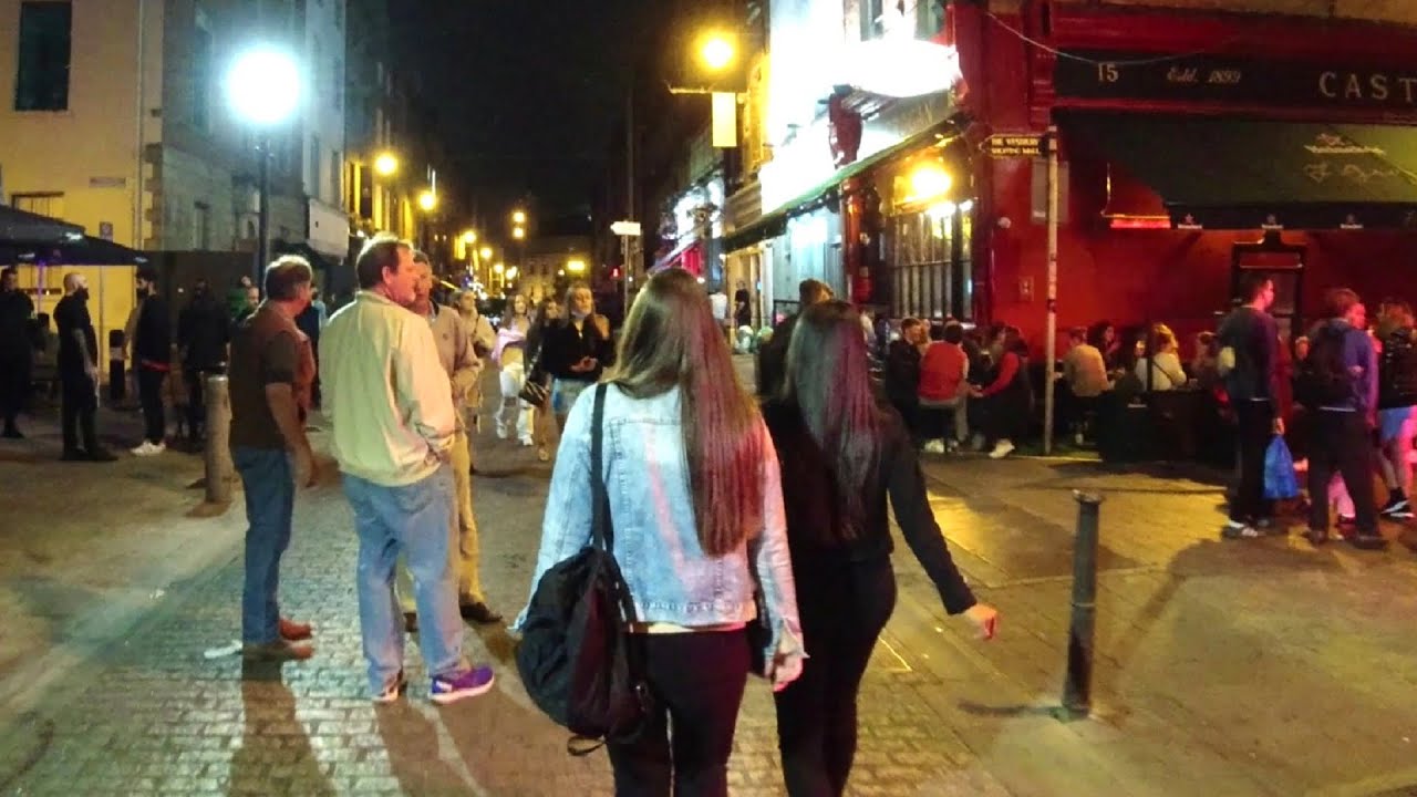 The Nightlife Street Scene in Dublin, Ireland