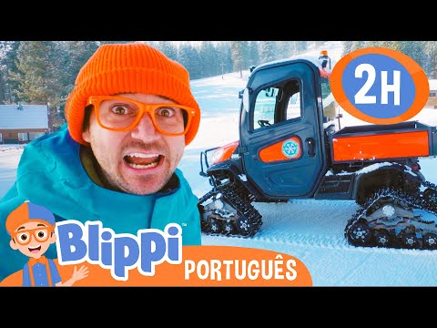 Blippi Explora Veículos de Neve! | 2 HORAS DO BLIPPI BRASIL! | Vídeos Educativos para Crianças