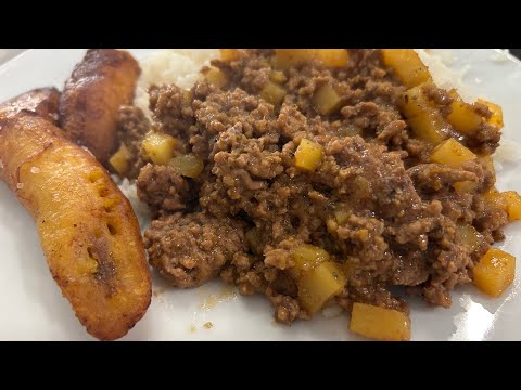 What Im Cooking Today ? Ground beef stew and Frozen yellow Plantains