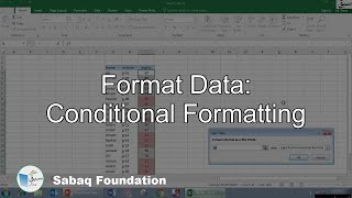 Format Data: Conditional Formatting