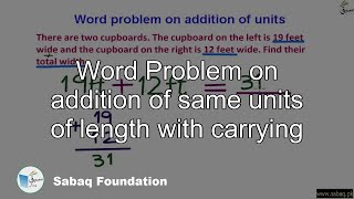 Word Problem on addition of same units of length with carrying